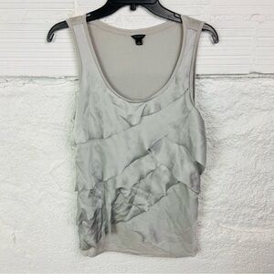 Ann Taylor Silver satin Layered Tank Top size large